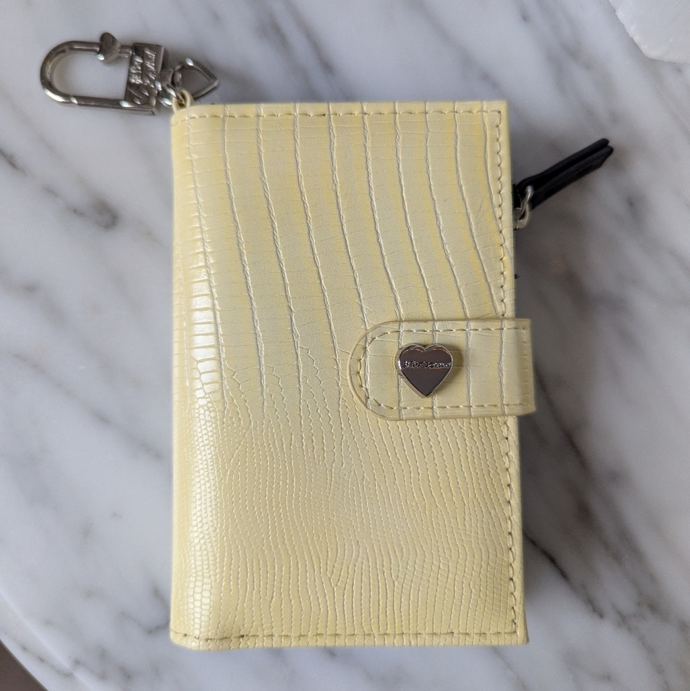 Betsey Johnson Card Wallet on Clip - butter yellow 💛 reptile print NWOT
